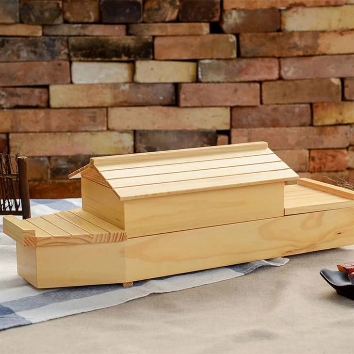 Japanese Bamboo Boat-shaped Cuisine Sashimi Croissant Plate Snack